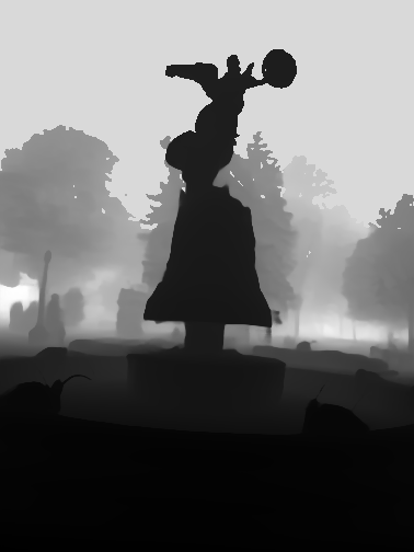 Estimated depth map for the fountain scene